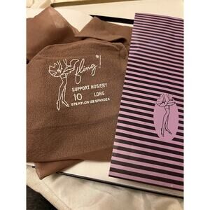 10 LONG Hose by FLING Support Stockings Hosiery Nylons 1960 NEW Prop Vintage NIP